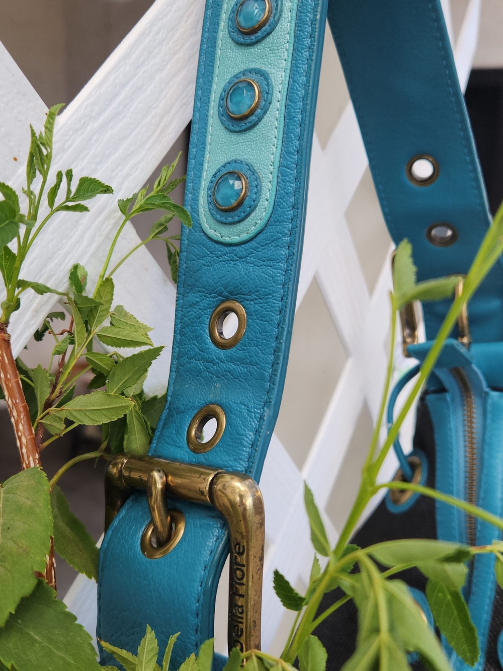 Isabella FLORE Teal Embroidered Tassel Shoulder Bag - Women - Picture 4 of 6